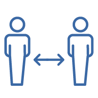 ícone de duas pessoas com seta no meio