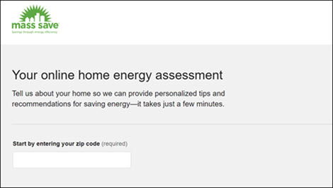 Screenshot of the Mass Save online home energy assessment