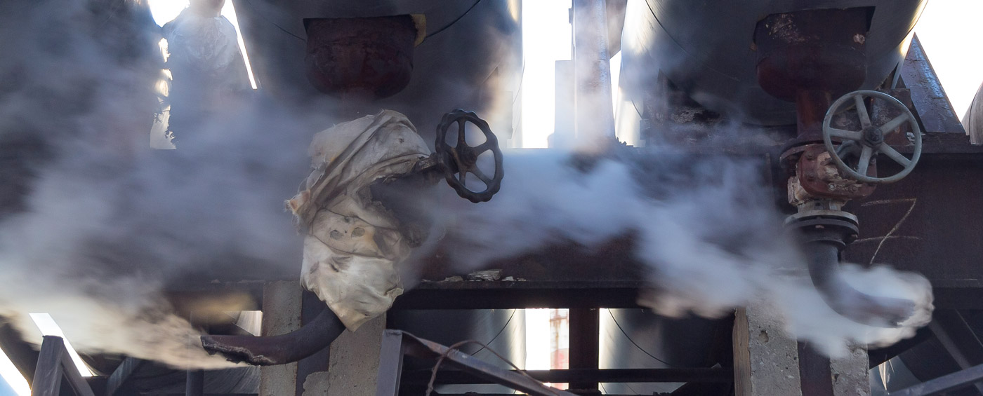 steam coming from equipment
